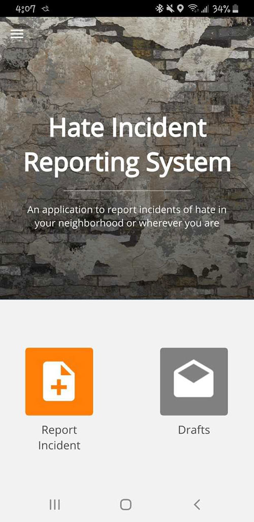 Hate Incident Reporting System App Screenshot